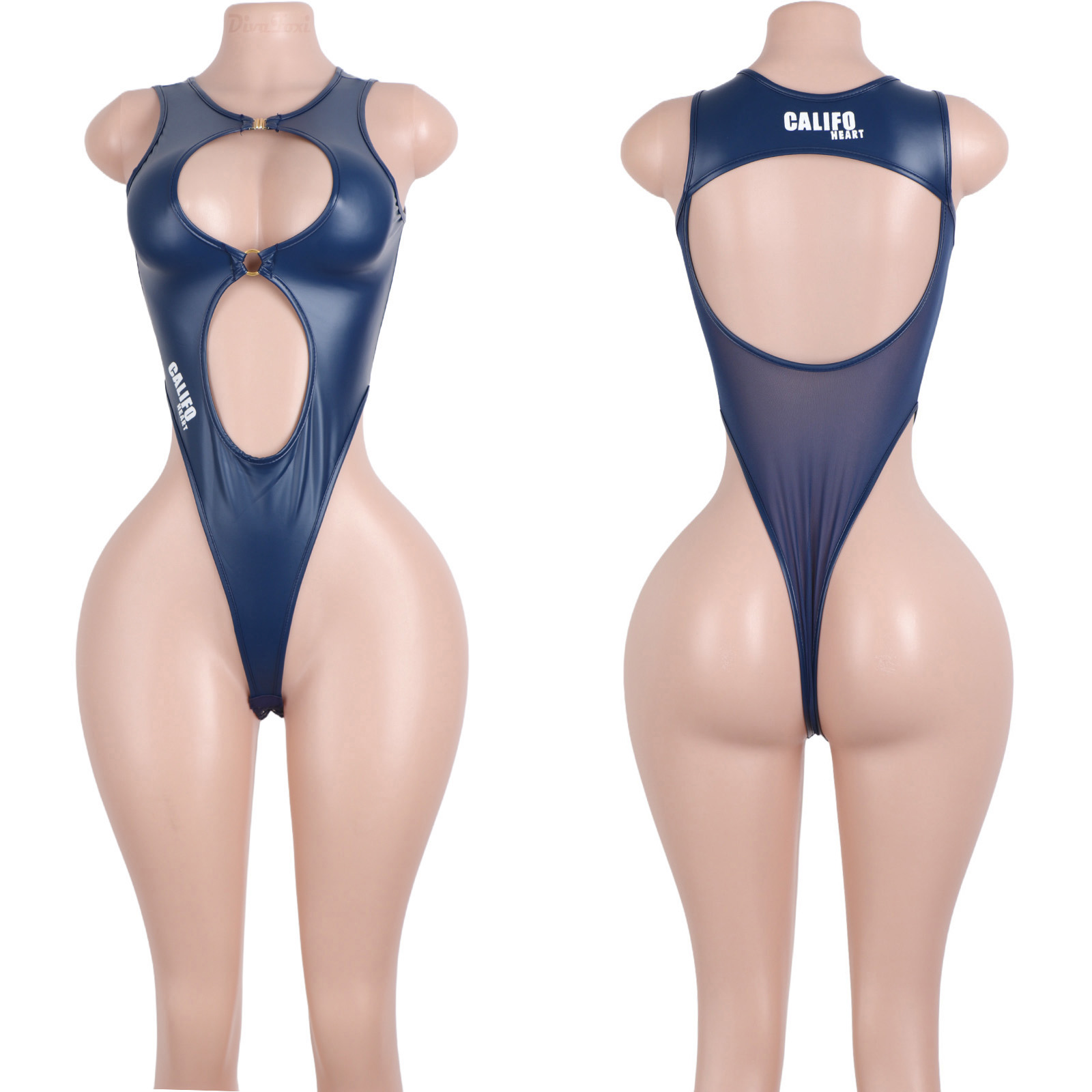 Thong Bikini Women - Купальник-бикини из лакированной кожи с вырезами,