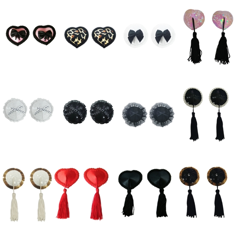 Nipple Cover Pasties - Женщины Блестки Кисточки Пирожки Бантом Грудь